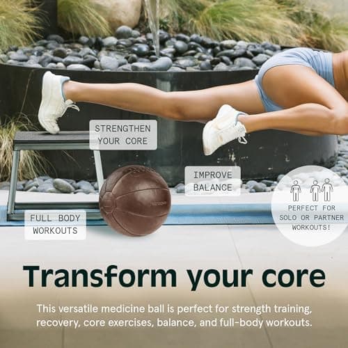 Retrospec Core Weighted Medicine Ball 4, 6, 8, 10, 12, 14, 16, 20, 25, 30 lbs, Soft Touch Vegan Leather with Sturdy Grip for Strength Training, Recovery, Balance Exercises and Other Full-Body Workouts 6