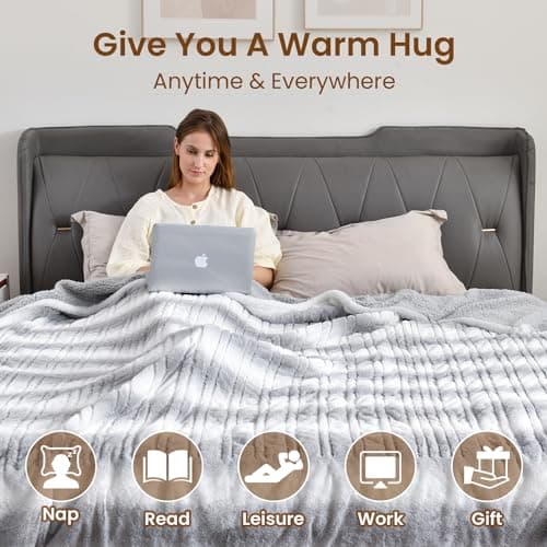 Bearhug Electric Blanket King Size 100" x 90" Dual Controllers Heated Blanket, 10 Heat Settings, 1-12 Hour Auto Shut-Off, Faux Fur & Sherpa Dual-Sided, Machine Washable, Gift-Ready Elegant Packaging 5