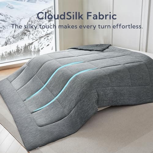 MR&HM Cooling Comforter King/Cal King Size, Double-Sided Cooling Blanket for Hot Sleepers, Silky Soft & Breathable Bedding for Night Sweats, All Season Comforter (102"x90", Dark Grey) 5