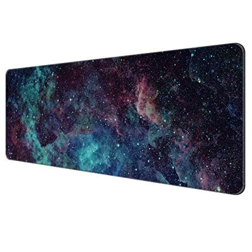 Dynippy Thin Extended Gaming Mouse Pad (31.5 * 11.8 * 0.08 inch) with Stitched Edges Large , Long XXL Keyboard and Mouse pad Desk Mat for Gaming Office & Home - Galaxy Space