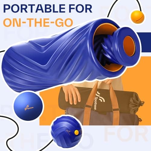 Sportneer 4 in 1 Foam Set, Muscle Relax Kit with 2 Textured Foam Pilates Rollers, Stringed Exercise Ball, Lacrosse Ball for Muscle Shoulder Back Leg Whole Body Relax Fitness Yoga, Blue 6