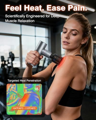 cotsoco Massage Gun with Heat and Cold Therapy, Full-Metal Handheld Electric Massager Deep Tissue for Body Muscle Pain Relief, Silent Portable Percussion Massage Gun for Athletes and Recovery Gifts 4