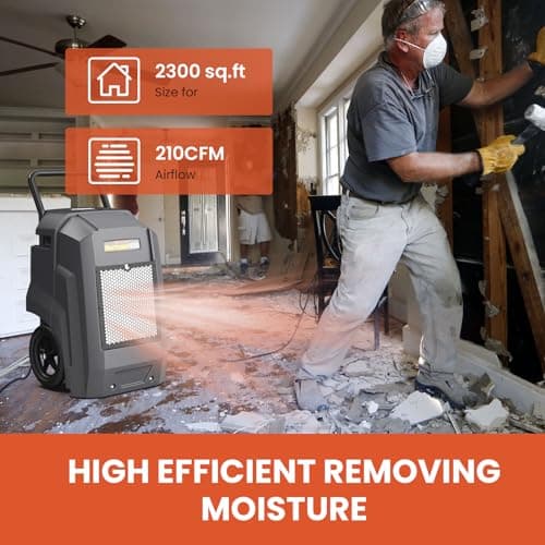 Abestorm Commercial Dehumidifier with Pump Drain Hose, 180 Pints Large Capacity Industrial Dehumidifier for Basements, Garages, Job Sites, 5 Years Limited Warranty, Grey 5