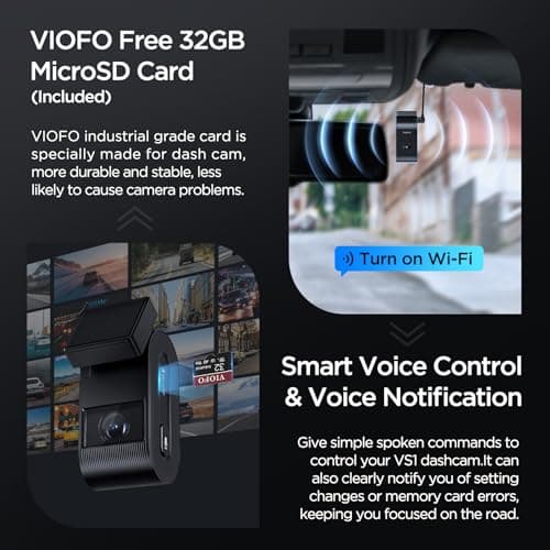 VIOFO VS1 Mini Dash Cam, 1440P/2K HDR Dashcam, STARVIS 2 Sensor, Free 32GB SD Card, 5GHz Wi-Fi Voice Control Car Dash Camera with GPS, Night Vision 2.0, 24H Parking Mode, Support 512GB Max 7