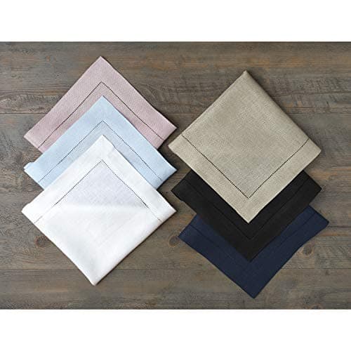 Solino Home Natural Linen Napkins Set of 4-100% Pure Linen Hemstitch Dinner Napkins 20 x 20 Inch for Spring, Easter, Mothers Day - Classic Hemstitch 9