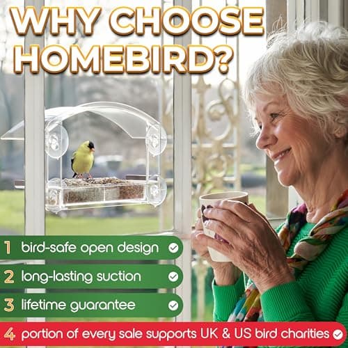Window Bird Feeder with Strong Suction Cups - (Upgraded 2026 Model) Clear Acrylic Feeder Window for Cats Bird House Gift 6