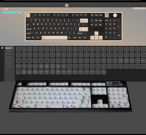 GMK104 Barebones Keyboard Kit with Screen&Knob,QMK/VIA Programmable BT5.0/2.4GHz/Type-C Tri-Mode Gasket Mounted Hot Swap RGB Backlit Full Size Custom PCB Kit DIY Mechanical Keyboard for Win/Mac(Black) 5