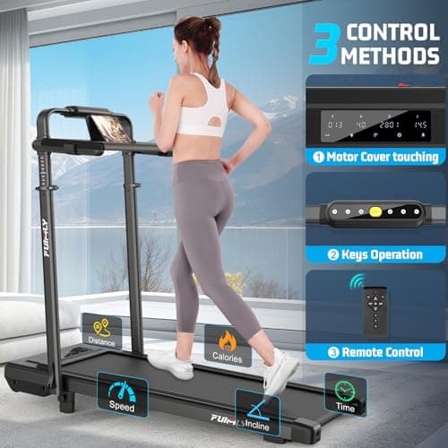 Walking Pad Treadmill with Desk Workstation, Incline Foldable Treadmill with Handrail, 300lbs Capacity, 3 Control Methods, Folding Treadmills for Home Office, Pink 6