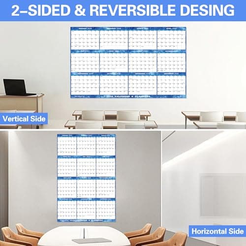 32" x 48" 2026 Wall Calendar Erasable Starry Sky, Wet & Dry Erase Large Laminated Annual Yearly Planner - 12 Month Horizontal/Vertical Calendar January to December for Easy Planning, Organizing 7