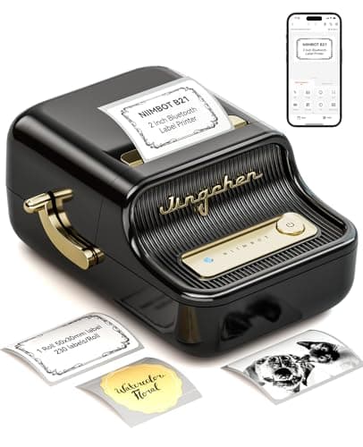 NIIMBOT B21 Label Maker Inkless Bluetooth Label Printer, 2 Inch Portable Thermal Sticker Maker for Small Business, Address, Logo, Clothing, Mailing, Candles, Jewelry, Sticker Printer for Gift, Black