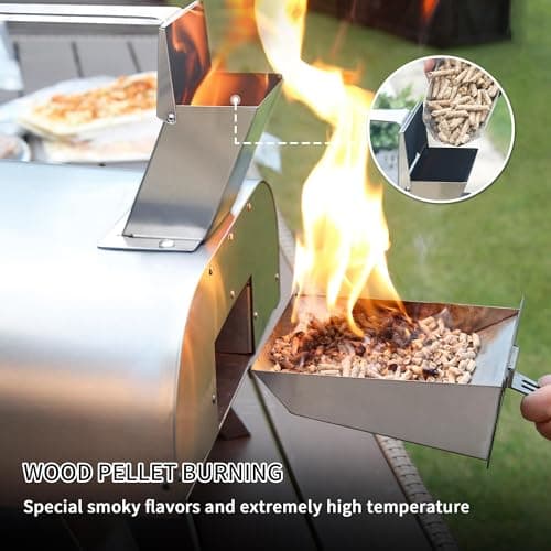 BIG HORN OUTDOORS 12" Multi-Fuel Outdoor Pizza Oven – 3-in-1 Wood-Fired, Gas & Electric Compatible (Burners Sold Separately), Pellet Pizza Oven Portable Pizza Maker for Backyard, Camping & Tailgating 9
