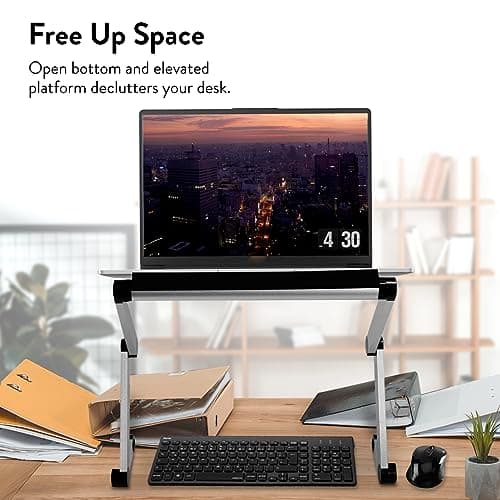 Uncaged Ergonomics Adjustable Book Holder, Tablet & Laptop Stand, Aluminum Portable Reading Stand for Textbooks & Cookbooks, Recipe Holder for Kitchen Counter, Silver 6