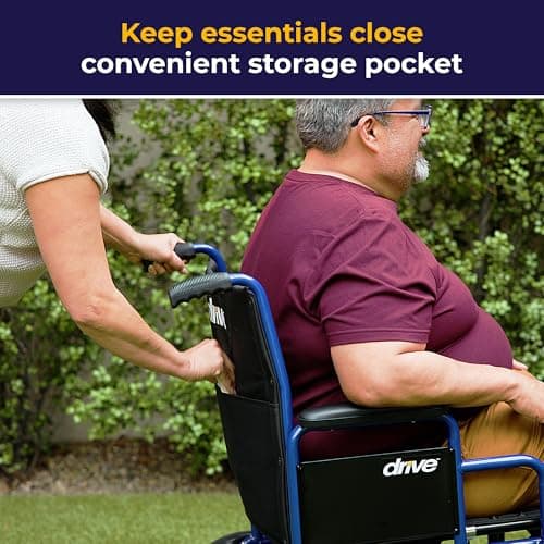 Drive Medical Bariatric Heavy Duty Transport Wheelchair - Enhanced Support for Adults - Reinforced Steel Construction - Comfortable Seating - Easy-Fold Mobility - Smooth Ride Performance - Blue 8