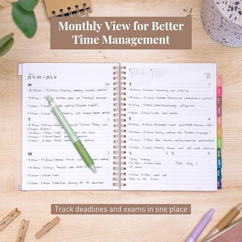 Rileys Academic Planner 2025-2026, Daily, Weekly & Monthly Planner, July 2025 - June 2026, Student Notes Pages, Twin-Wire Binding, Weekly Agenda for School & Work (8 x 6-Inches, Green) 7