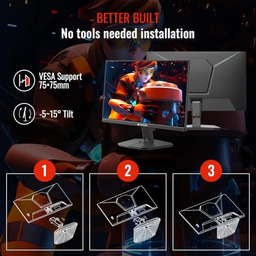 SANSUI Gaming Monitor, 24 Inch 180Hz, FHD 1080P 1ms 110% sRGB Computer Monitor, HDMI DP Ports VESA Support for Game Office (HDMI Cable Included) 8