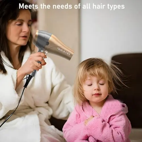 OHJUMP Travel Hair Dryer Blow Dryer with Diffuser, Portable Small Dual Voltage Compact Hairdryer, EU Plug, 1875W Powerful Fast Dry, Folding Handle, Diffuser Hair Dryer Rose Gold 7