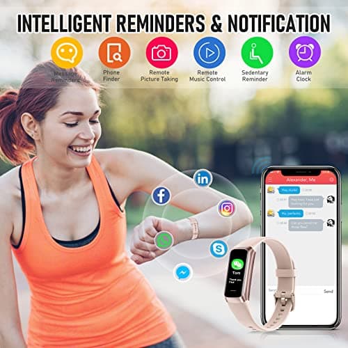 Bakoor Fitness Tracker, Fitness Watch with 24/7 Heart Rate Blood Oxygen Sleep Monitor, Step Tracker with 1.1" AMOLED Touch Color Screen, Activity Counter Pedometer for Women Men Android iOS 6
