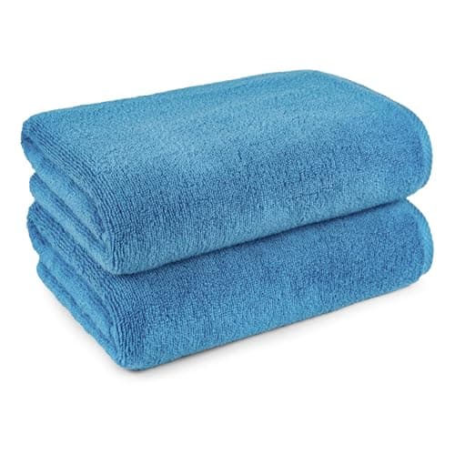 Amazon Basics 2-Piece Quick-Dry Oversize Bath Towel, 100% Cotton, 54" x 30", Lake Blue 5