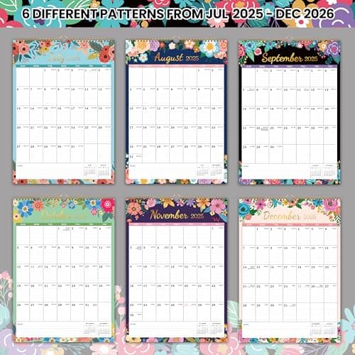 2026 Calendar - 2026 Wall Calendar, Jul. 2025 - Dec. 2026, 12" x 17", 18 Months Wall Calendar 2026 with Premium Paper, Strong Twin-Wire Binding, Perfect for Home & Office Planning - Floral 6