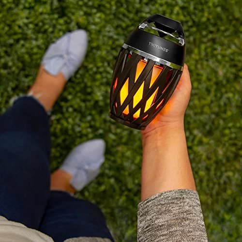 TikiTunes Portable Bluetooth 5.0 Indoor/Outdoor Wireless Speakers, LED Torch Atmospheric Lighting Effect, 5-Watt Audio USB Speakers, 2000 mAh Battery for iPhone/iPad/Android (Set of 2) 9