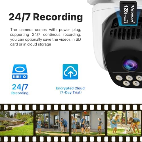 VSTARCAM 3MP+3MP Dual-Lens Outdoor Security Camera Wireless, 2K, 360° View, Color Night Vision, PIR Motion Detection, Spotlight Siren Alarm, 2-Way Talk, IP66 Weatherproof, Cloud/SD Storage 9