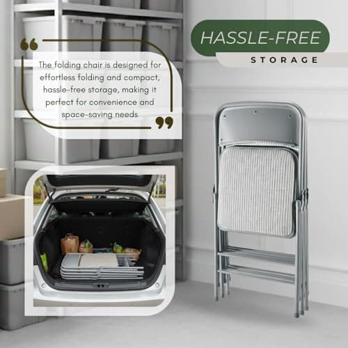 Amazing for less Pack of 2 (Fabric/Vinyl) Steel Frame Metal Foam Padded Folding Chairs (Black, Gray, White) (2-Pack - Fabric White) 9