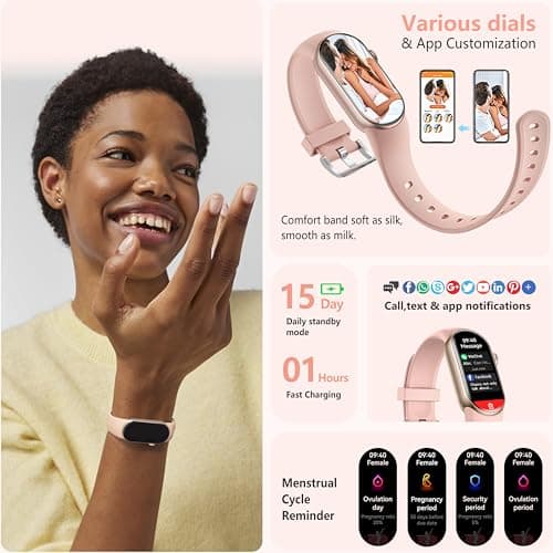 FITVII Ole Fitness Tracker, 1.6'' AMOLED Fitness Watch with 24/7 Heart Rate and Blood Pressure Monitor, Blood Oxygen Sleep Tracking Step Calories Counter IP68 Waterproof Activity Tracker for Women Men 7