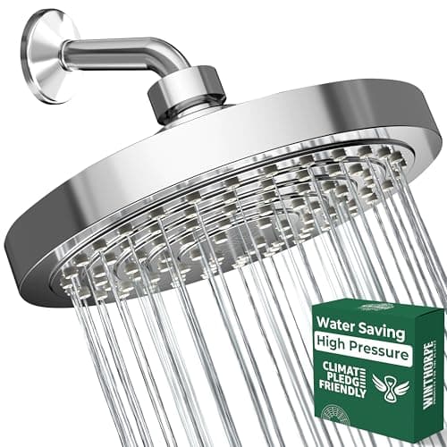 Winthorpe Water Saving Shower Head, High Pressure Showerhead with Widespread Coverage, Easy Installation, Modern Design, Low Flow Eco Mode, 90 Water Jets - Chrome