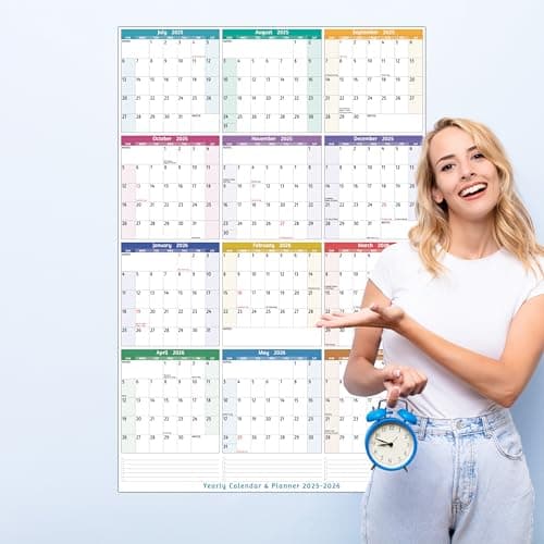 Yearly Wall Calendar 2025-2026 - Large Yearly Calendar 2025-2026, Jul 2025 - Jun 2026, 25.2'' x 38.2'' (Open), Wall Calendar 12 Months, with To-do Lists, Notes, Stickers, All At One Page 7
