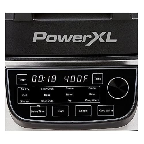 PowerXL Grill Air Fryer Combo 12-in-1 Indoor Grill, Air Fryer, Slow Cooker, Roast, Bake, 1550-Watts, Stainless Steel Finish,Standard size 7