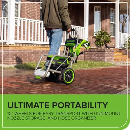 Greenworks Pro Brushless 2300 PSI (SGS Certified) 2.3 GPM Max / 1.2 GPM Electric Pressure Washer (Foldable Handles, Rugged Steel Frame, 25 FT Hose, 35 FT GFCI Power Cord) 7