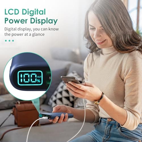 Portable Charger 38800mAh,LCD Display Power Bank,5 USB Outputs Battery Pack Backup, USB-C 3A in&out Travel Essential Portable Phone Charger For iPhone 17/16/15/14/13 Pro/12,Android Samsung Galaxy-Blue 7