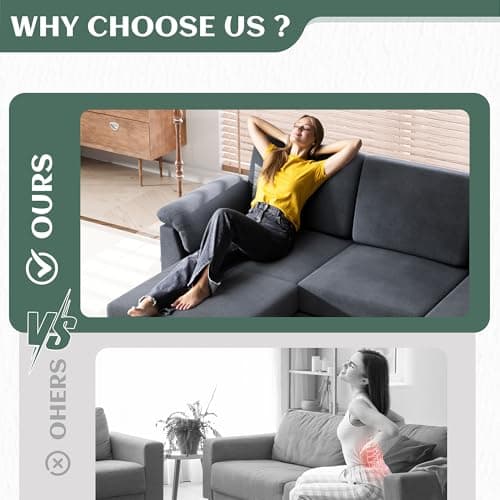 Vongrasig Convertible Sectional Sofa Couch, 3 Seat L Shaped Sofa with Removable Pillows Linen Fabric Small Couch Mid Century for Living Room, Apartment and Office DG 5