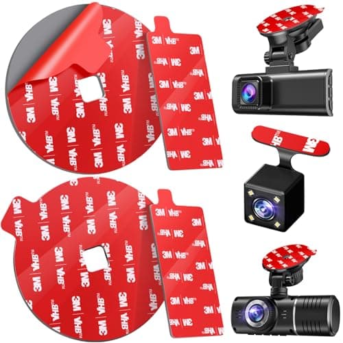 4Pcs Adhesive Sticky Pads for Front and Rear Dash Cam, Heat Resistant Round Mounting Tape for Dashcam Suction Cup Mount, Double Sided Sticker Replacement Attach to Windshield, Car Window/Glass 8