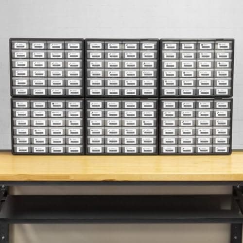 Akro-Mils 24-Drawer Plastic Drawer Storage Cabinet for Garage Organization, Bead Organizer, Building Bricks Storage, Teacher Toolbox, Makeup Organizer, 20" W x 6" D x 16" H, 10724 Black 9