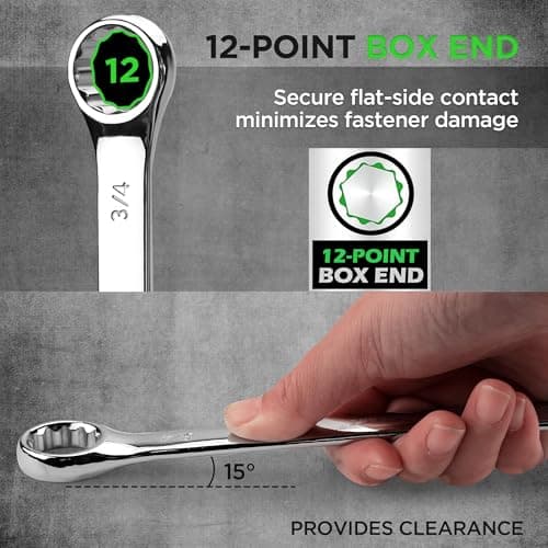 SWANLAKE 15-Piece SAE Wrench Set, V Notch Premium Combination Wrenchs Set, SAE 1/4" to 1-1/16", Max Torque, 12-Point, Chrome Vanadium Steel, with Storage Rack 5