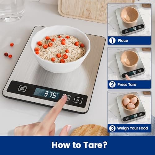 【33 lb & USB Rechargeable】 Digital Kitchen Food Scale Kitchen Scale, Stainless Steel Digital Weight Grams and Oz, Baking and Cooking, 0.1oz/1g Precise, 6 Weight Units (B1) 7