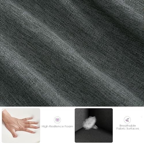 TYBOATLE Linen Fabric Modern Small Loveseat Sofa Couch for Living Room, 51" W Little Upholstered 2-Seater Mini Love Seats w/Iron Legs for Small Space, Apartment, Bedroom, Dorm, Office (Dark Grey) 6