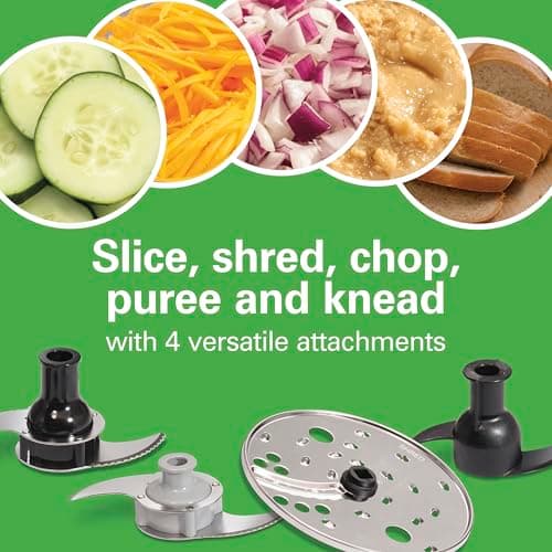Hamilton Beach Stack & Snap Food Processor and Vegetable Chopper, Stainless Steel Blades, 14 Cup + 4-Cup Mini Bowls, 3-Speed 500 Watt Motor, Black (70585) 5