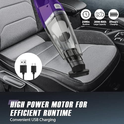 Bossdan Handheld Vacuum Cordless – Car Vac Portable with 8KPA & Multi Accessories & Low Noise, Lightweight Hand Held Vacuum Cordless Rechargeable for Car/Home/Dust/Pet Hair, Mine Portable Vacuum 6