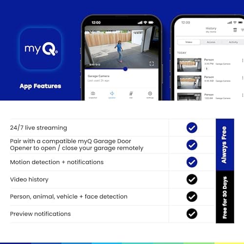 myQ Smart Garage Security Camera – 1080p HD Video, Night Vision, Motion Detection, Magnetic, Wi-Fi, Two-Way Audio, Smartphone Control 10