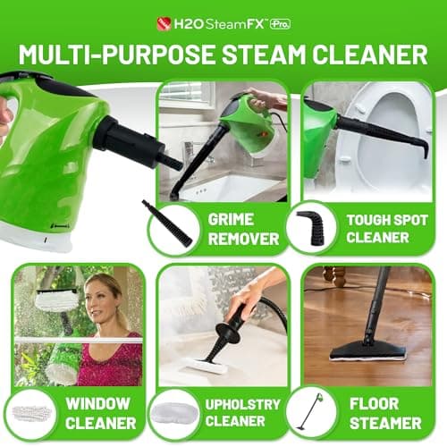 H2O SteamFX Pro - The handheld steamer that converts to a floor steam cleaner in seconds, no chemical, steam cleaning for home, auto, patio and more 5