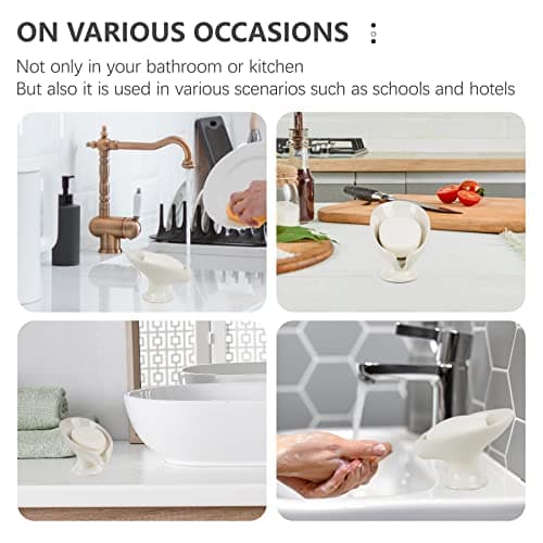 Soap Dish, Self Draining Bar Soap Holder for Bathroom Sink, Leaf-Shaped Drainage Ceramic Cream White Porcelain Decorative Soap Dish, ANTIS'S HOME 7