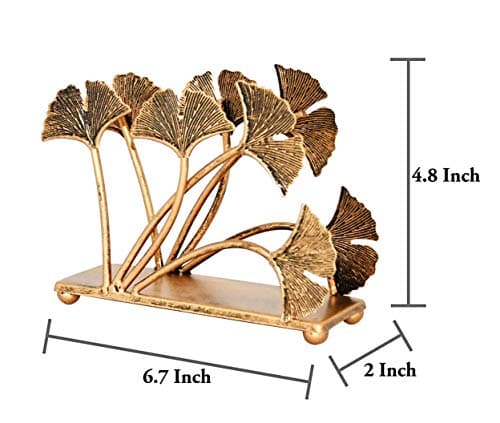 OwlGift Modern Ginkgo Leaves Design Napkin Holder for Tables, Metal Paper Napkin Storage for Kitchen, Stylish Paper Towel Dispenser, Mail Letter Sorter Rack, Document File Organizer – Bronze 6