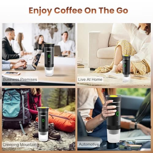MIEKLALE Portable Electric Espresso Machine,Self-Heating Electric Coffee Maker with Type-C, Compatible with Ground Coffee & NS Capsule for Travel,Outdoor 6