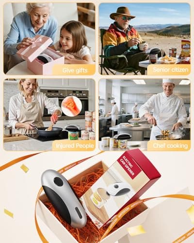 HouseSapp Rechargeable Electric Can Opener - Smooth Edge, One-Touch Automatic Can Opener for Seniors & Arthritis, Hands-Free Can Openers for Kitchen, Type-C Fast Charge, Compact Portable Can Openers 6