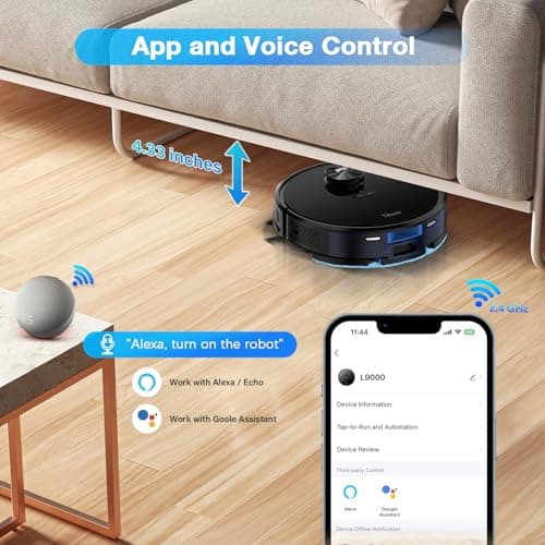 Tikom Robot Vacuum and Mop Combo with LiDAR Navigation, L9000 Robotic Vacuum Cleaner with 4000Pa Suction,150Min Max, 14 No-Go Zones, Smart Mapping, Good for Pet Hair, Carpet, Hard Floor(Dark Black) 7