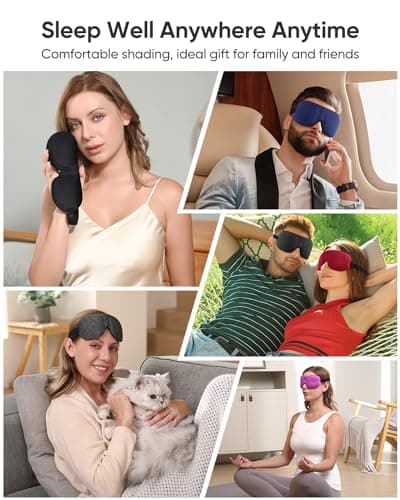 LKY DIGITAL Sleep Mask for Side Sleeper 3 Pack, Blackout 3D Eye Mask for Sleeping, Night Blindfold for Men Women 6