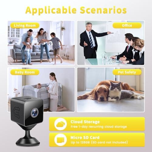 Only 0.9 Inch Mini Wireless Security Camera, Small Home WiFi 1080P Micro HD Magnetic Nanny Cam with Motion Detection, Cloud & SD Storage, Night Vision, Tiny Cameras for Home Pet Office Indoor Outdoor 6
