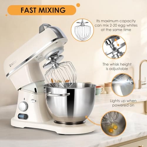 8.4QT Commercial Stand Mixer 800W with Aluminum Die Casting Meets the Standard of NSF/ANSI 8-2023, Mixers Kitchen Electric Stand Mixer with Stainless Steel 8L Bowl, Dough Hook, Whisk and Beater 5